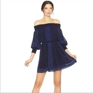 Alice + Olivia Pammy Eyelet blue Off The shoulder